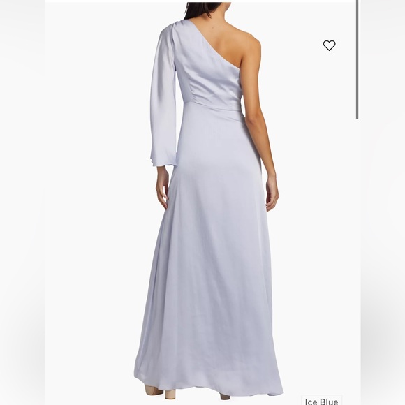 SACHIN & BABI Keely One-Shoulder Satin Gown Ice Blue size 10 NWOT - Picture 3 of 14